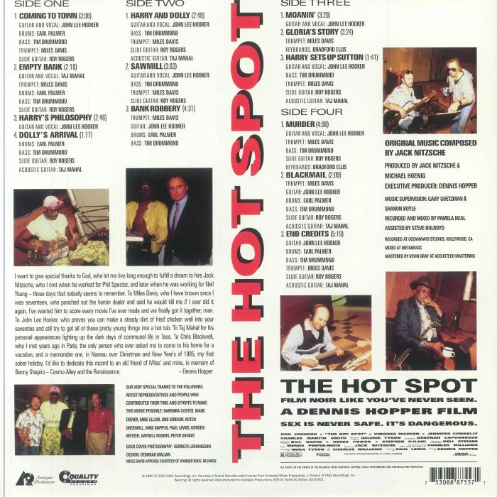 Обратная сторона обложки — VARIOUS — The Hot Spot (Soundtrack)