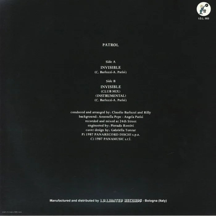 Back cover — PATROL — Invisible (reissue)