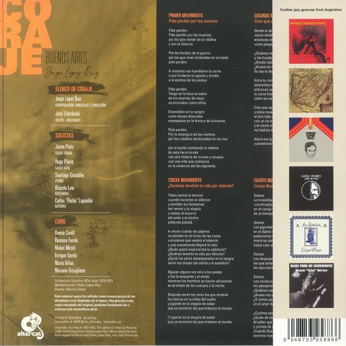 Back cover — Jorge LOPEZ RUIZ — Coraje Buenos Aires