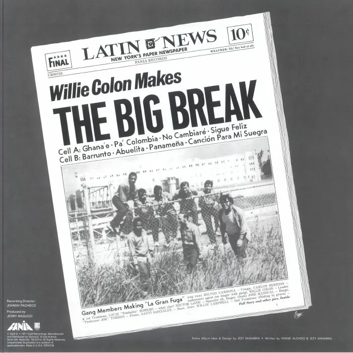 Обратная сторона обложки — Willie COLON — La Gran Fuga: The Big Break (reissue)