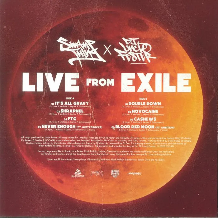 Back cover — SWAMP THING / UNCLE FESTER — Live From Exile