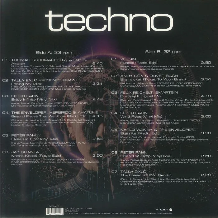 Обратная сторона обложки — VARIOUS — Techno 2026