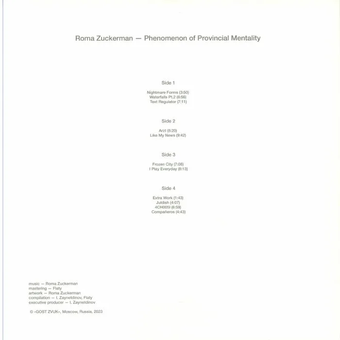 Back cover — Roma ZUCKERMAN — The Phenomenon of Provincial Mentality