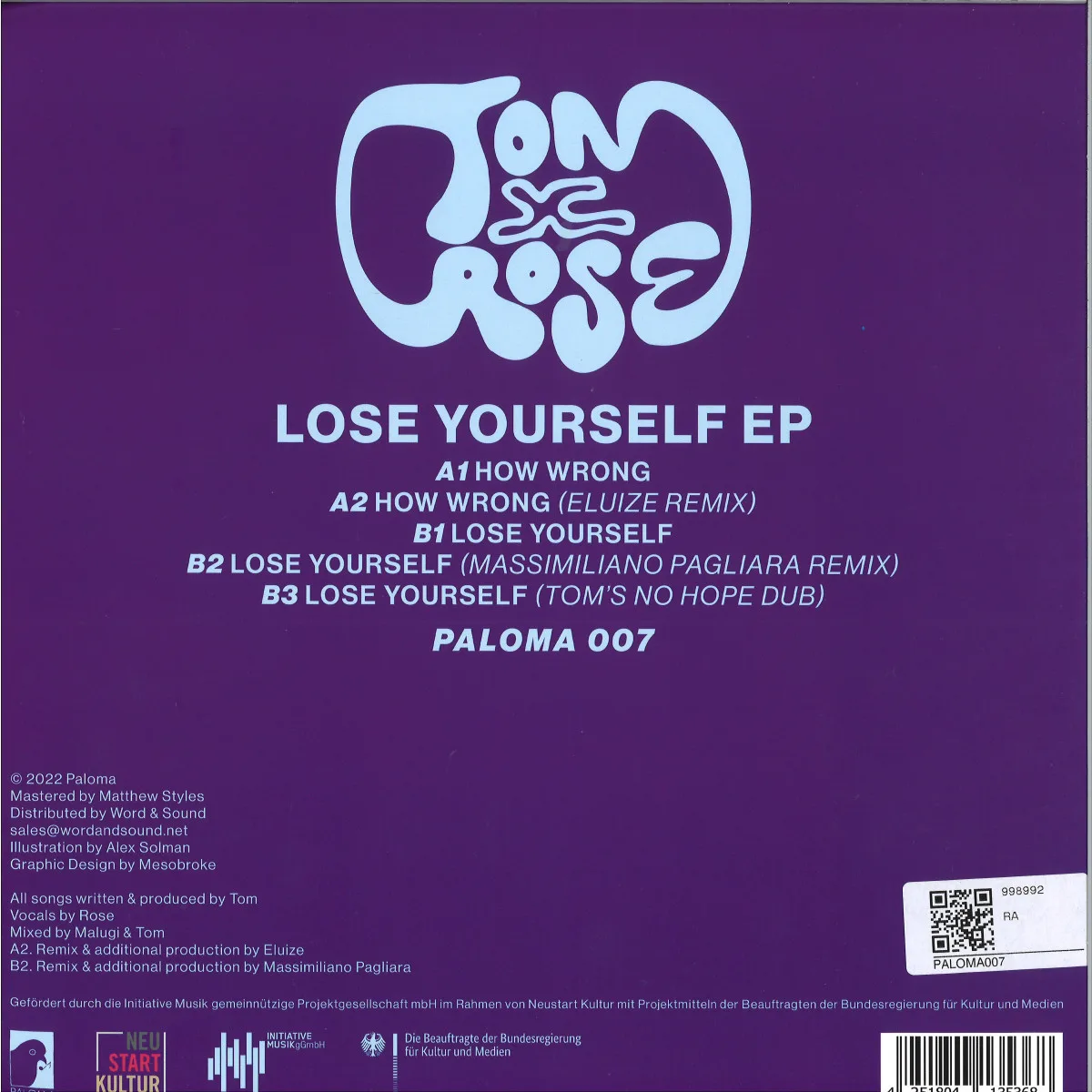Обратная сторона обложки — Tom — Lose Yourself EP
