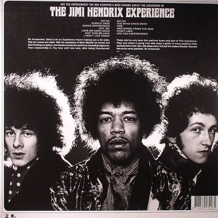 Обратная сторона обложки — The JIMI HENDRIX EXPERIENCE — Are You Experienced (mono) (remastered) (US sleeve)