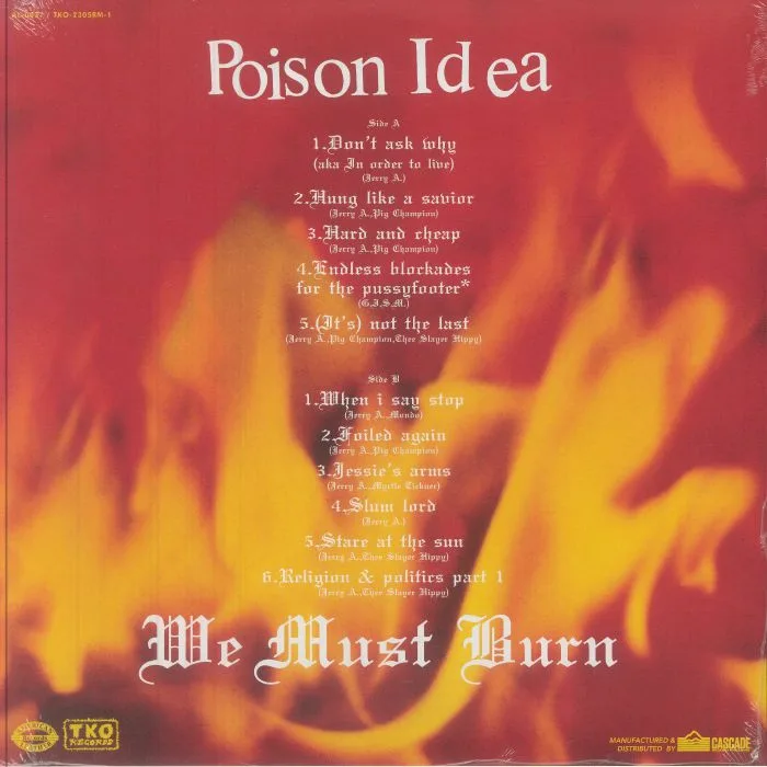 Обратная сторона обложки — POISON IDEA — We Must Burn (remastered)