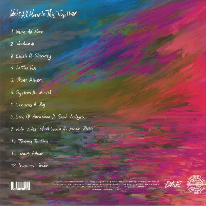 Back cover — DAVE — We're All Alone In This Together