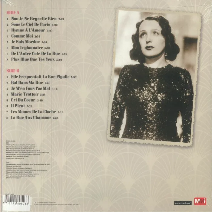Обратная сторона обложки — Edith PIAF — Non Je Ne Regrette Rien
