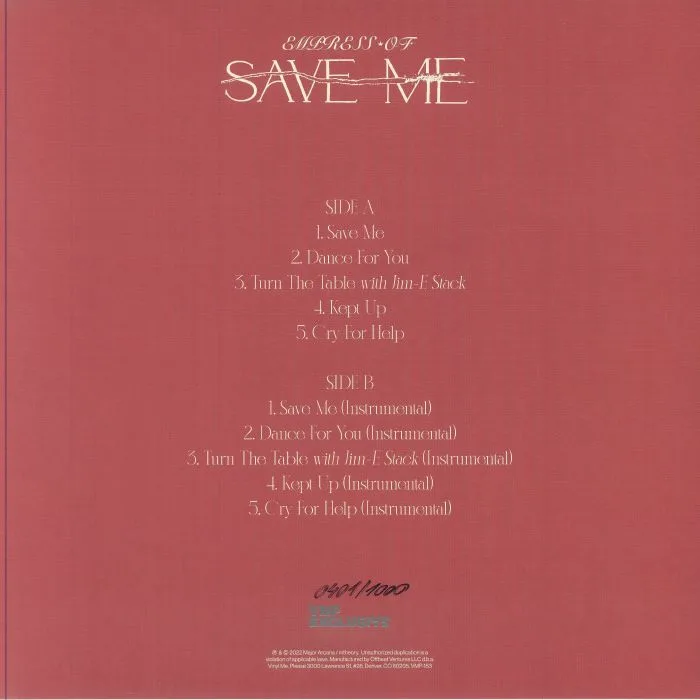 Back cover — EMPRESS OF — Save Me