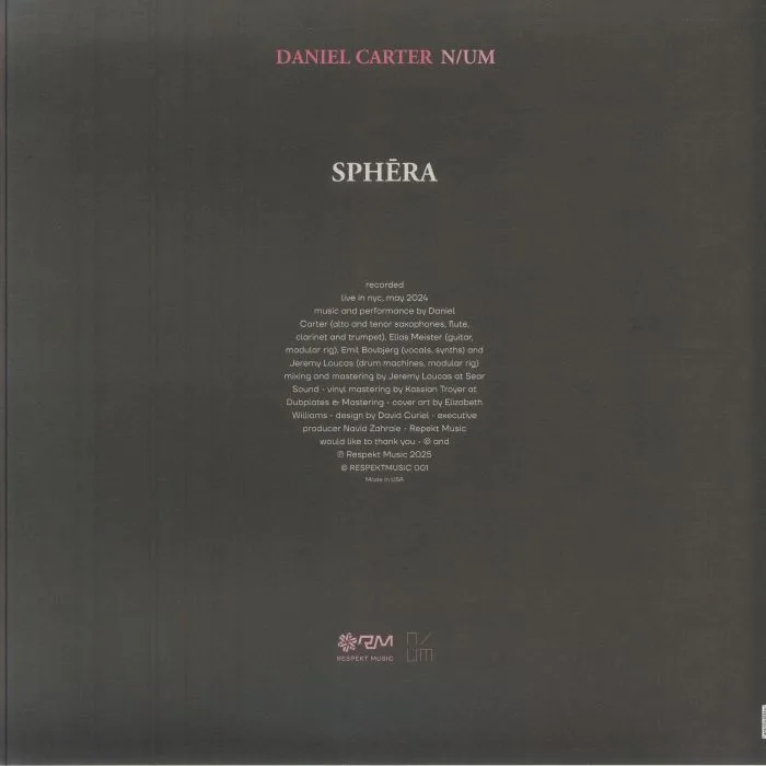 Обратная сторона обложки — Daniel CARTER / N UM — Sphera