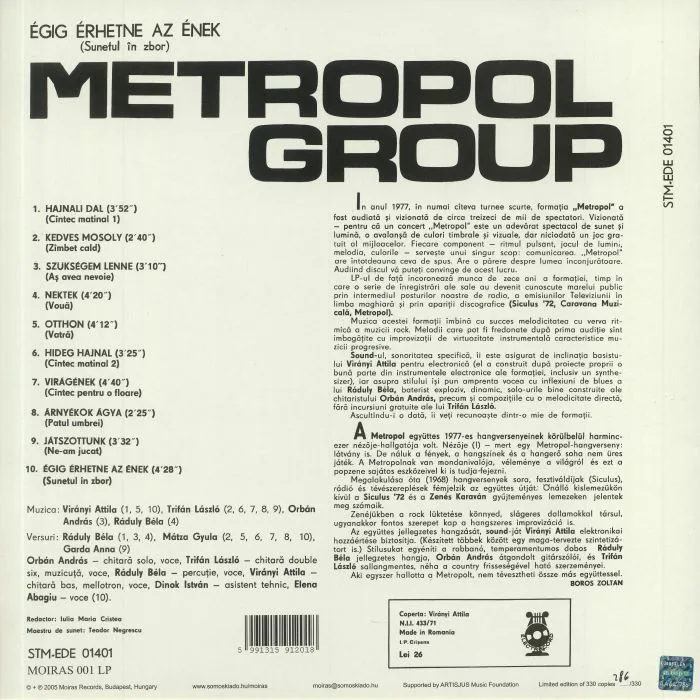 Back cover — METROPOL GROUP — Egig Erhetne Az Enek (Sunetul In Zbor)