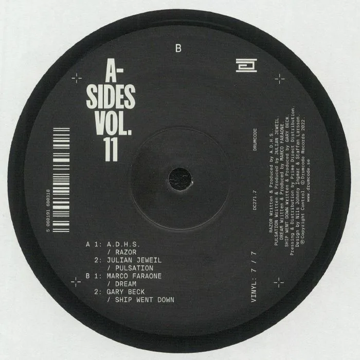 Back cover — ADHS / JULIAN JEWEIL / MARCO FARAONE / GARY BECK — A Sides Vol 11 Pt 7
