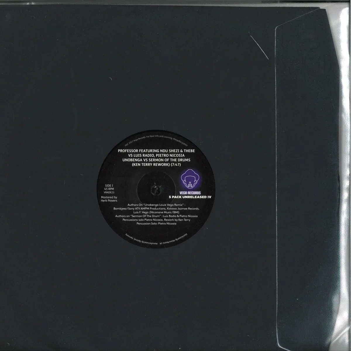 Back cover — Louie Vega,Various — Vega Records 5 Pack Unreleased IV 5x12"