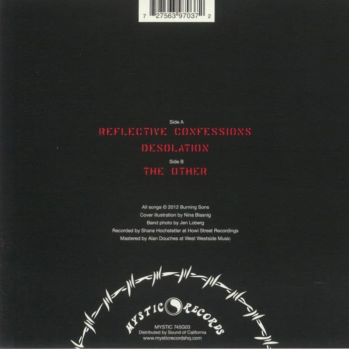 Back cover — BURNING SONS — Reflective Confessions