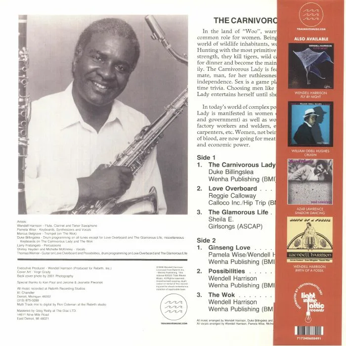 Обратная сторона обложки — Wendell HARRISON — The Carnivorous Lady (reissue)