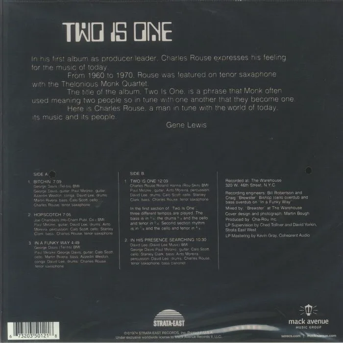 Обратная сторона обложки — Charlie ROUSE — Two Is One (reissue)