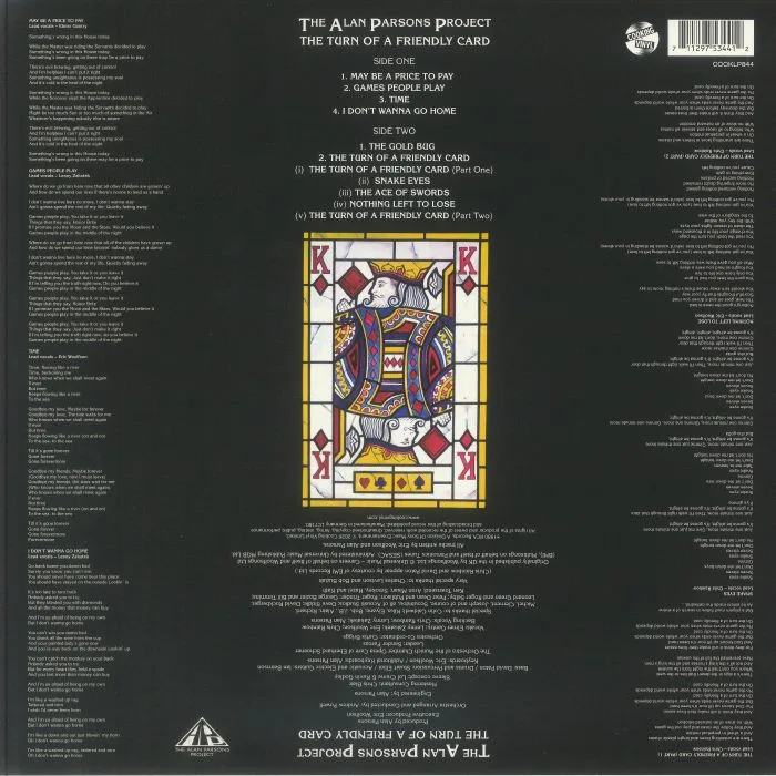 Обратная сторона обложки — The ALAN PARSONS PROJECT — The Turn Of A Friendly Card (half speed remastered)