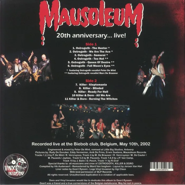 Обратная сторона обложки — OSTROGOTH / KILLER / DORO — Mausoleum: 20th Anniversary Live (reissue)
