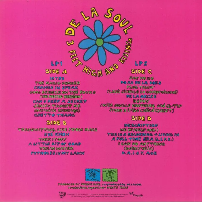 Back cover — DE LA SOUL — 3 Feet High & Rising (reissue)