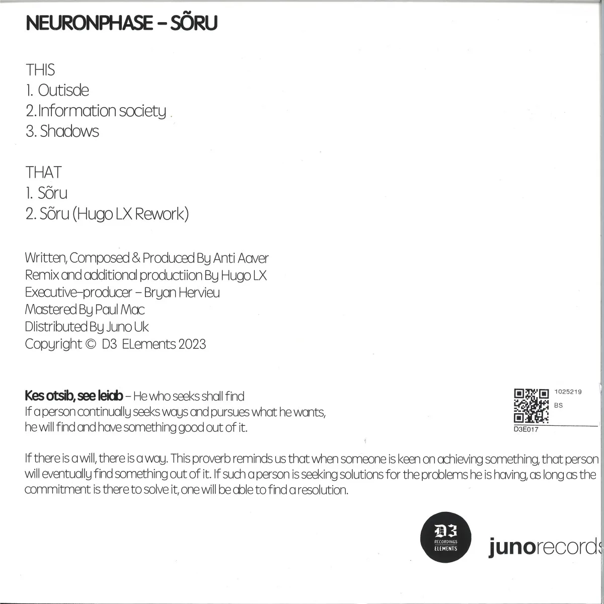 Back cover — Neuronphase — Soru