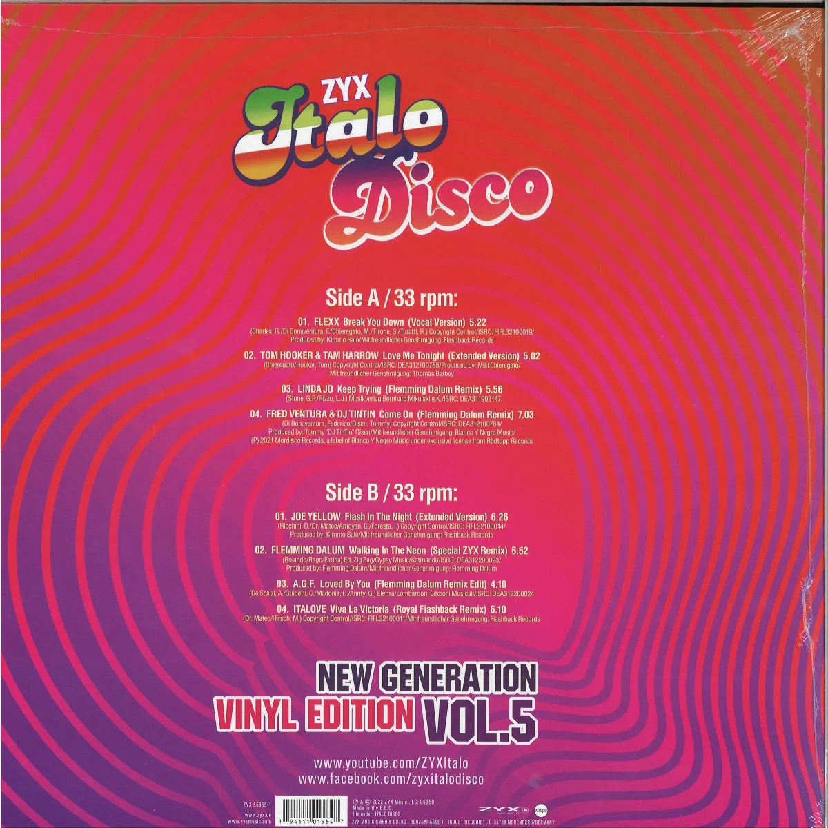 Обратная сторона обложки — Various — ZYX Italo Disco New Generation:Vinyl Edition Vol.5