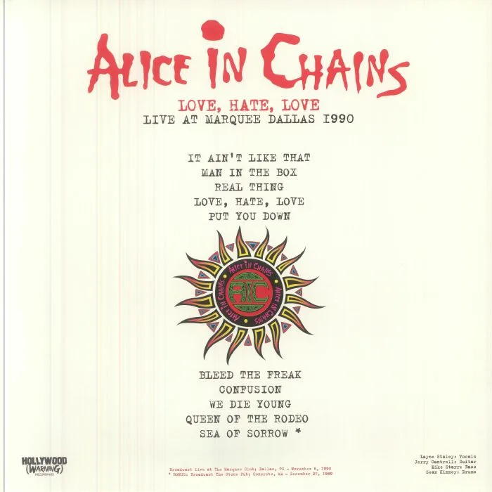 Back cover — ALICE IN CHAINS — Love Hate Love: Live At Marquee Dallas 1990