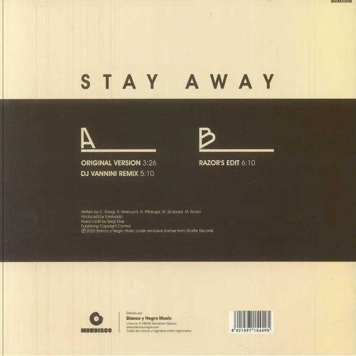 Обратная сторона обложки — TORREVADO — Stay Away