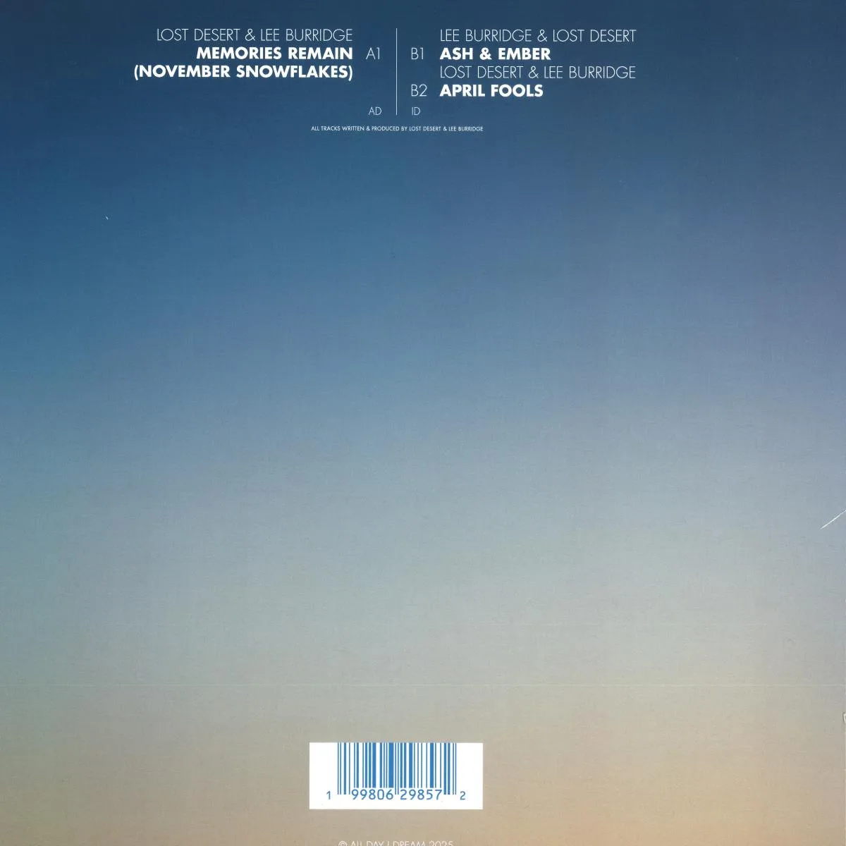Back cover — Lost Desert & Lee Burridge — November Snowflakes