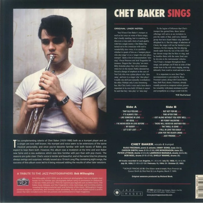 Back cover — Chet BAKER — Chet Baker Sings (reissue)