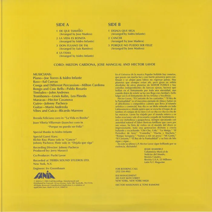 Back cover — Hector LAVOE — Revento (reissue)