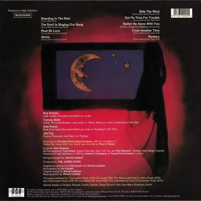 Back cover — JAMES GANG — Bang