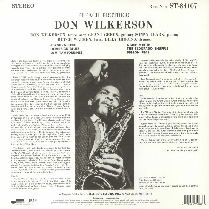 Обратная сторона обложки — Don WILKERSON — Preach Brother!