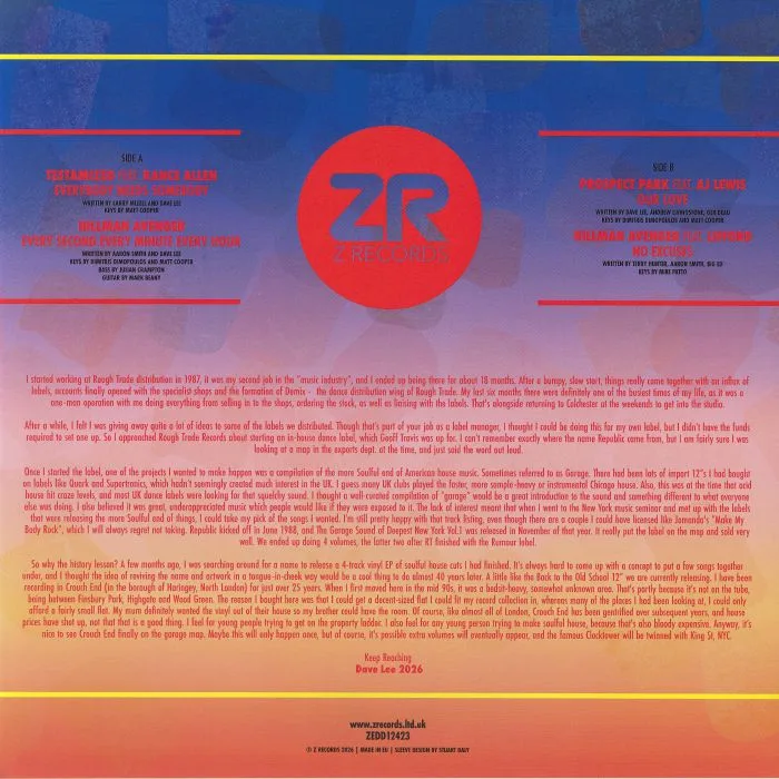 Back cover — DAVE LEE / PROSPECT PARK / HILLMAN AVENGER / TESTAMIZED — The Garage Sound Of Deepest Crouch End