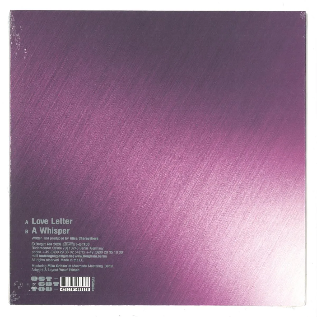 Back cover — Inox Traxx — Love Letter 10"