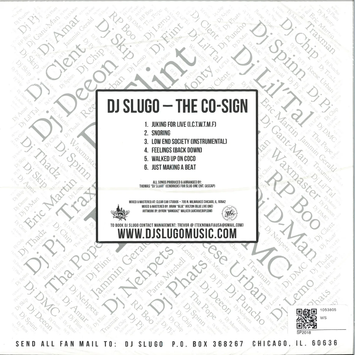 Back cover — Dj Slugo — The Co Sign