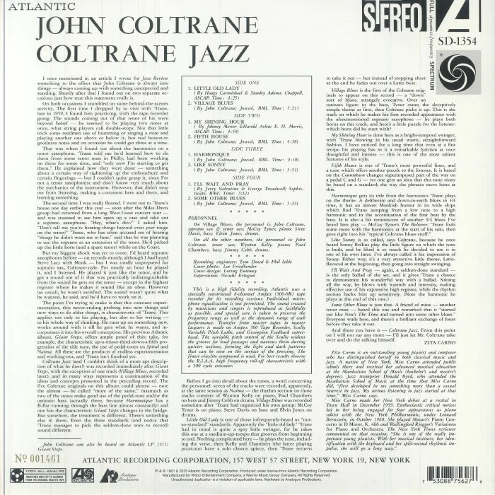 Back cover — John COLTRANE — Coltrane Jazz