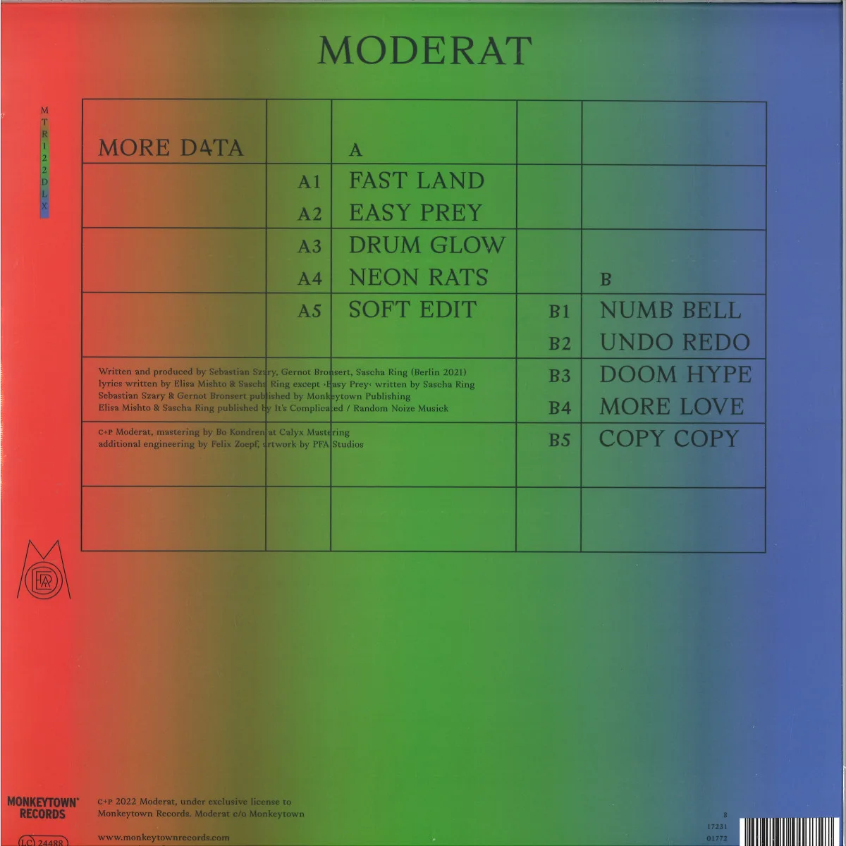 Back cover — Moderat — MORE D4TA LP (Deluxe Edition / LP+Poster)
