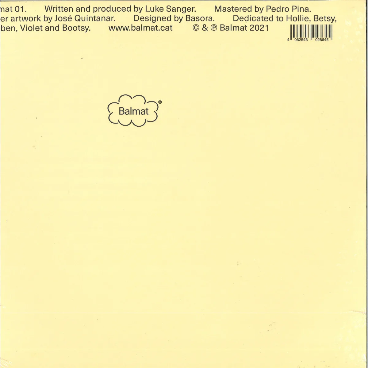 Обратная сторона обложки — Luke Sanger — Languid Gongue LP