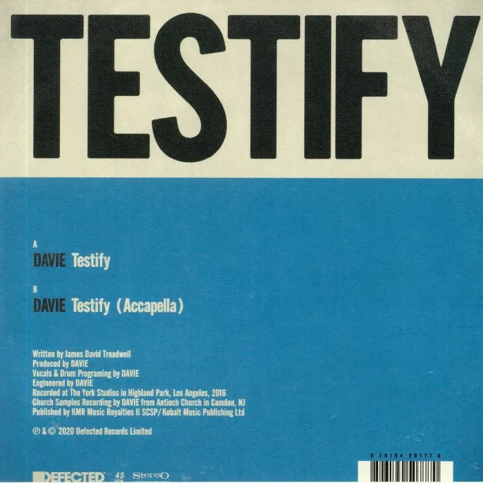 Back cover — DAVIE — Testify