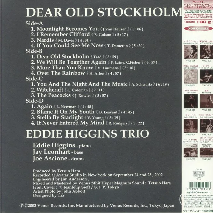 Обратная сторона обложки — EDDIE HIGGINS TRIO — Dear Old Stockholm (reissue)