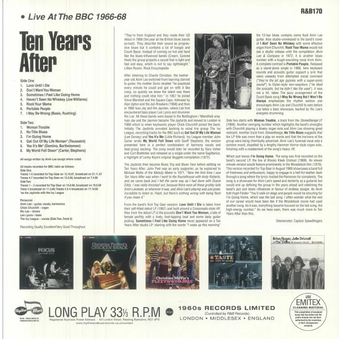 Обратная сторона обложки — TEN YEARS AFTER — Live At The BBC 1966-1968