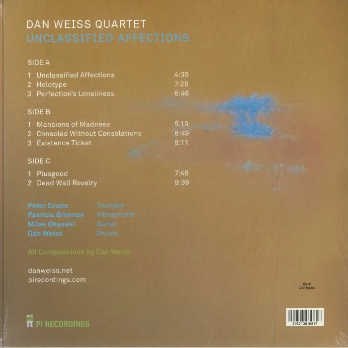 Обратная сторона обложки — DAN WEISS QUARTET — Unclassified Affections