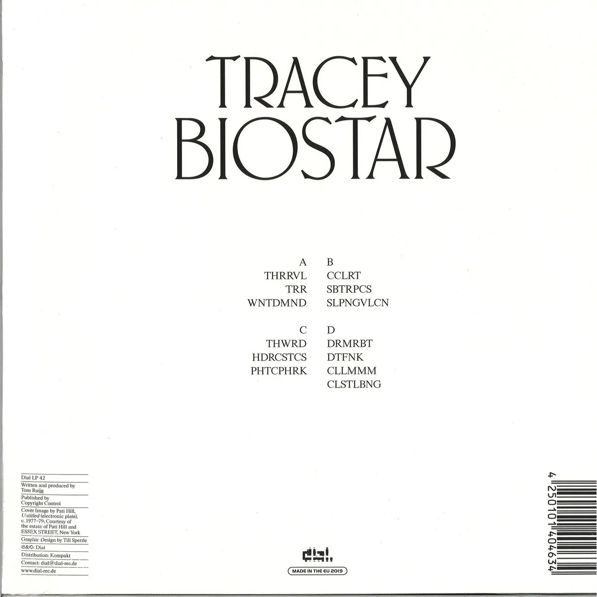 Обратная сторона обложки — Tracey — Biostar 2x12"