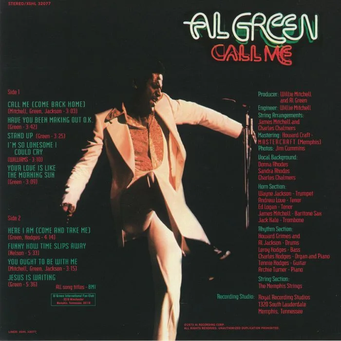 Back cover — Al GREEN — Call Me