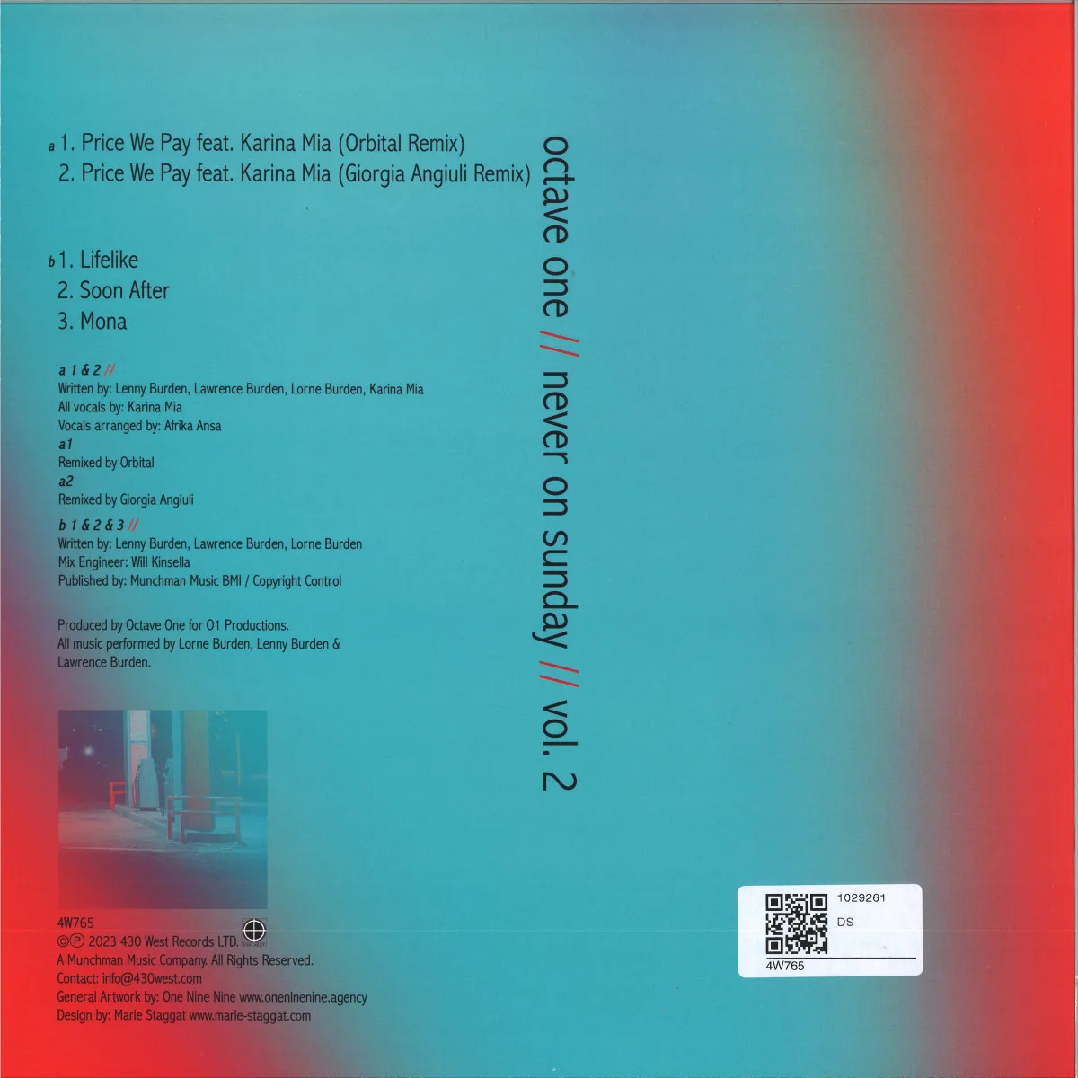 Back cover — Octave One — Never On Sunday Vol. 2