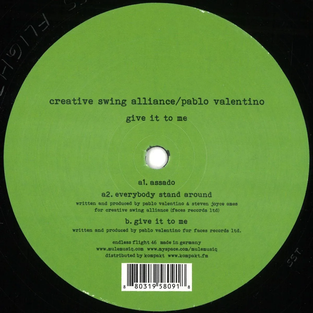 Лицевая сторона обложки — Creative Swing Alliance /pablo Valentino — Give It To Me
