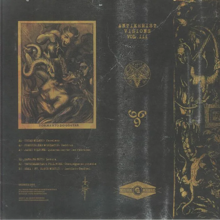 Back cover — Oscar MULERO / PRESSURIZED MODULATOR / JACKO VOLVONE / HANGING NUTS / TECHSELEKTAH / PHIL FORK / HBK1 — Antikhrist Visions Vol III