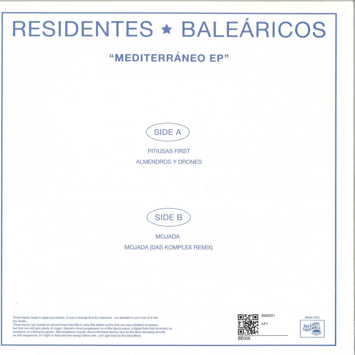 Back cover — Residentes Balearicos — Mediterraneo Ep