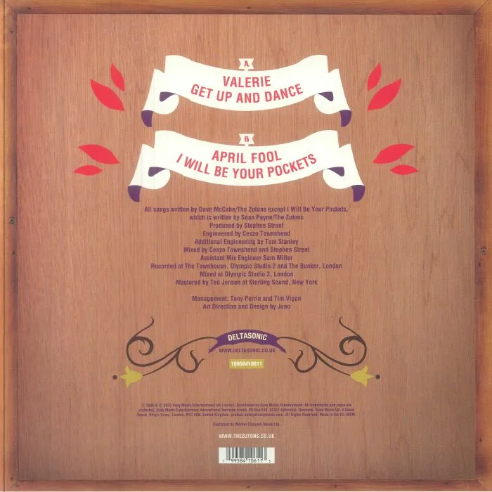 Back cover — The ZUTONS — Valerie (20th Anniversary Edition) (Record Store Day RSD 2026)