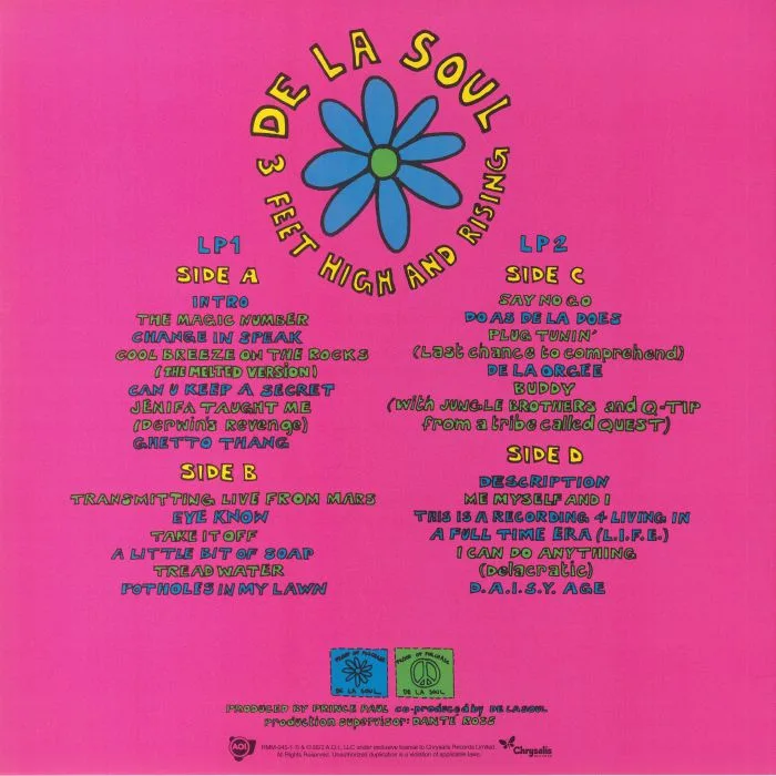Back cover — DE LA SOUL — 3 Feet High & Rising (reissue)